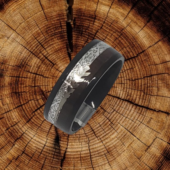 Noah Koa Wood Black Tungsten Carbine Men's Ring  *!NEW SIZES!* - Picture 11 of 12